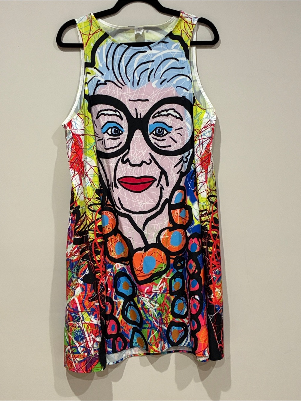 Iris Apfel Colorful Graphic Sleeveless Dress - Multicolor